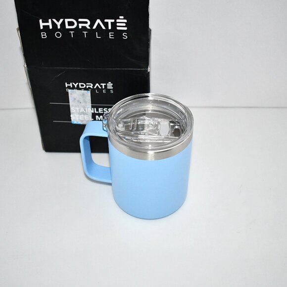 HYDRATE Stainless Steel Travel Coffee Mug, 12oz Insulated , Secure Lid Lt BlUE - Picture 3 of 4